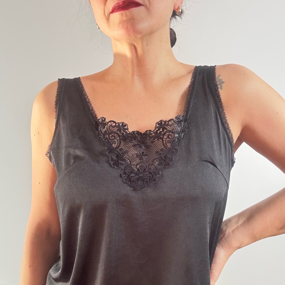 Vintage Black Lace Camisole - Size S